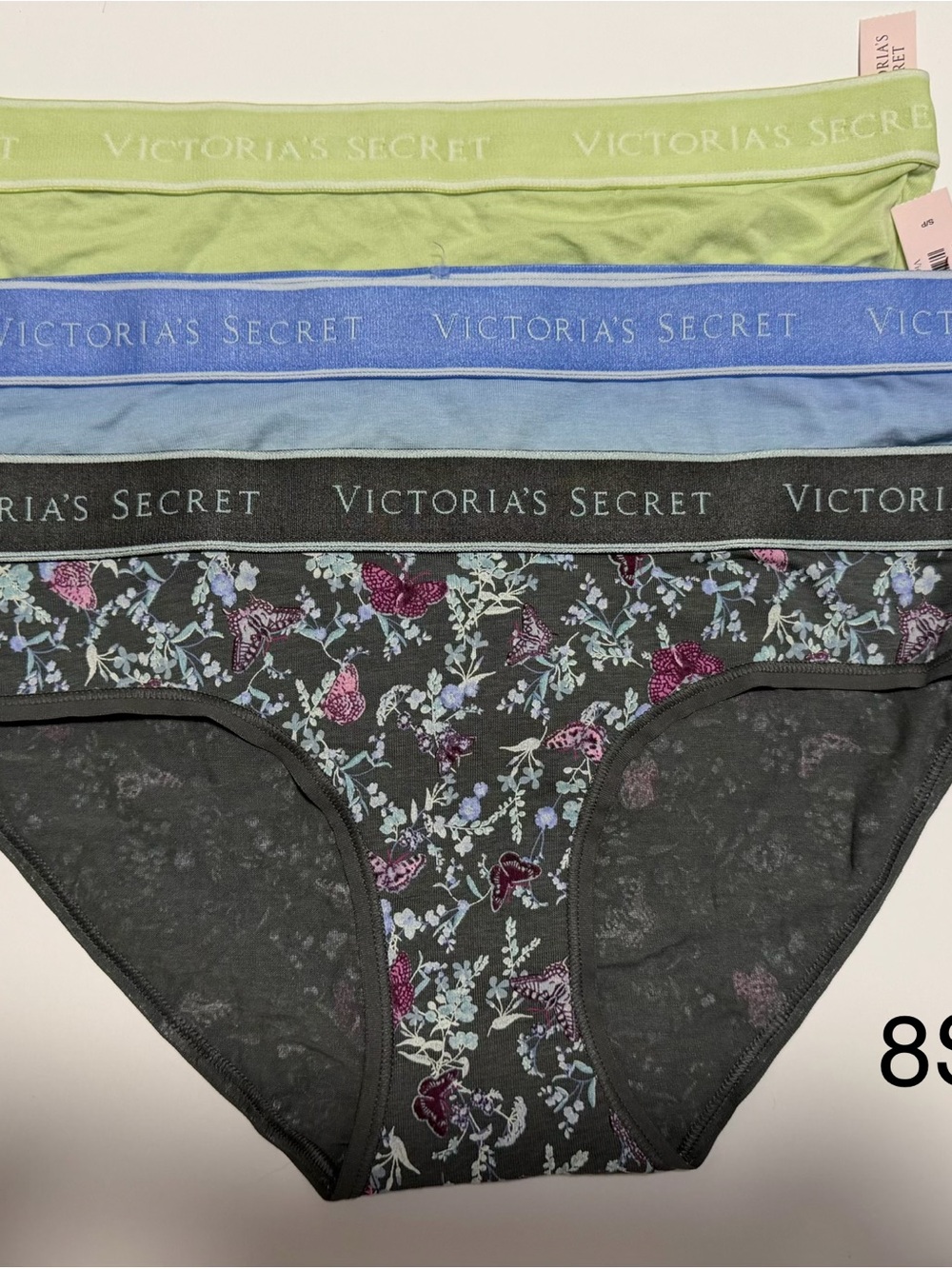 Victoria's Secret Girls' Floral & Solid Hip Huggers Bottoms - Black, Blue, Green